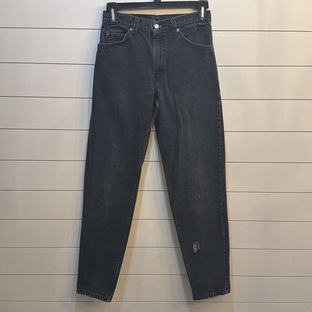VINTAGE Levis 550 Jeans Womens 31x34 (28.5X32.5) Tapered Orange Tab Faded Black